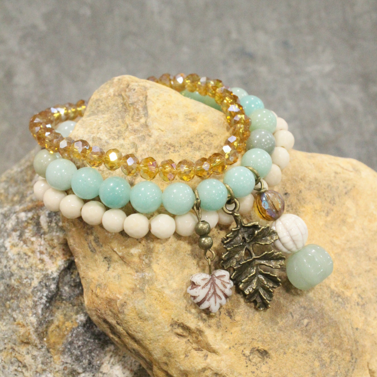 Stackable Pumpkin & Gourd Stretch Bracelet Set