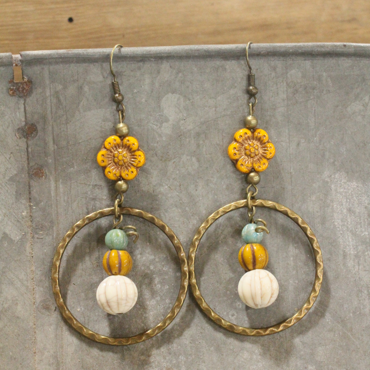 Stackable Pumpkin & Gourd Flower Dangle Earrings