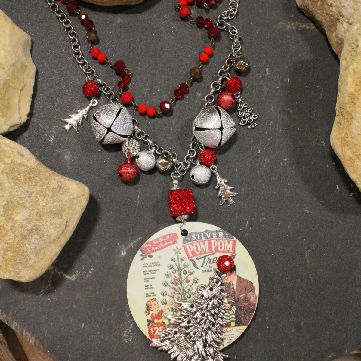 Nostalgic Silver Pom Pom Trees Charm'd Necklace