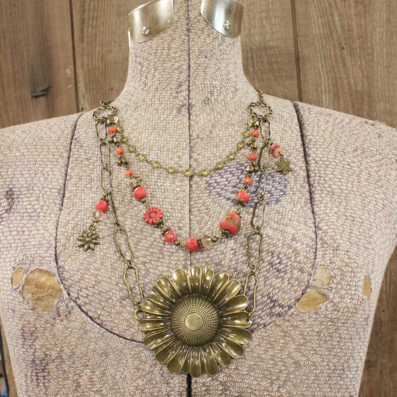 Power Of Giving Flowers Glass & Stone Bead Layered Necklace