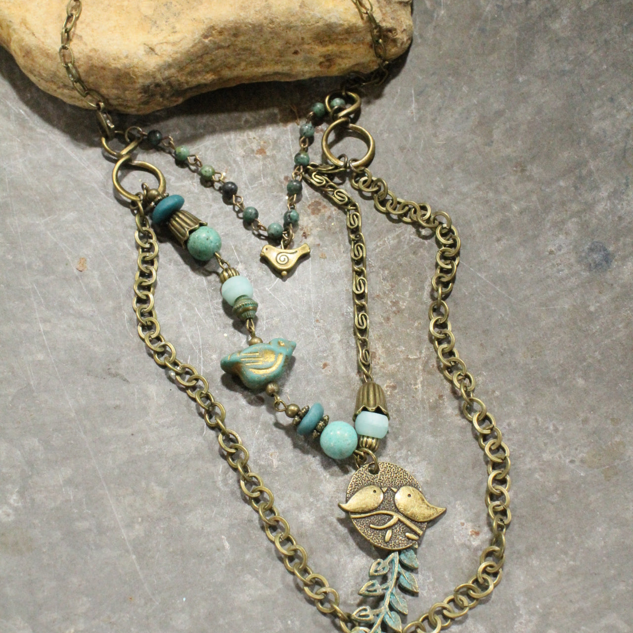 Czech Bird & Branch Layered Necklace