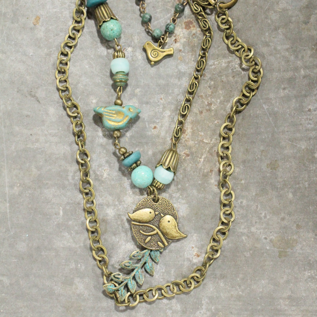 Czech Bird & Branch Layered Necklace