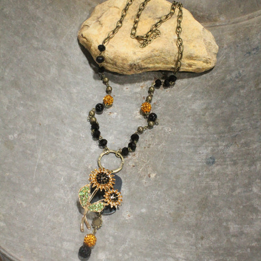Sunflower Season Black Eyed Layered Necklace