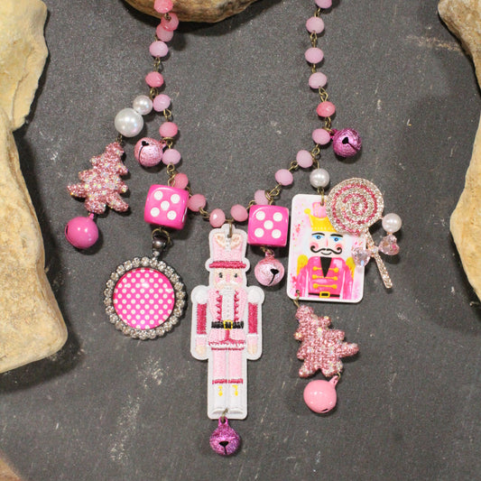 A Pink Christmas Charm'd Necklace