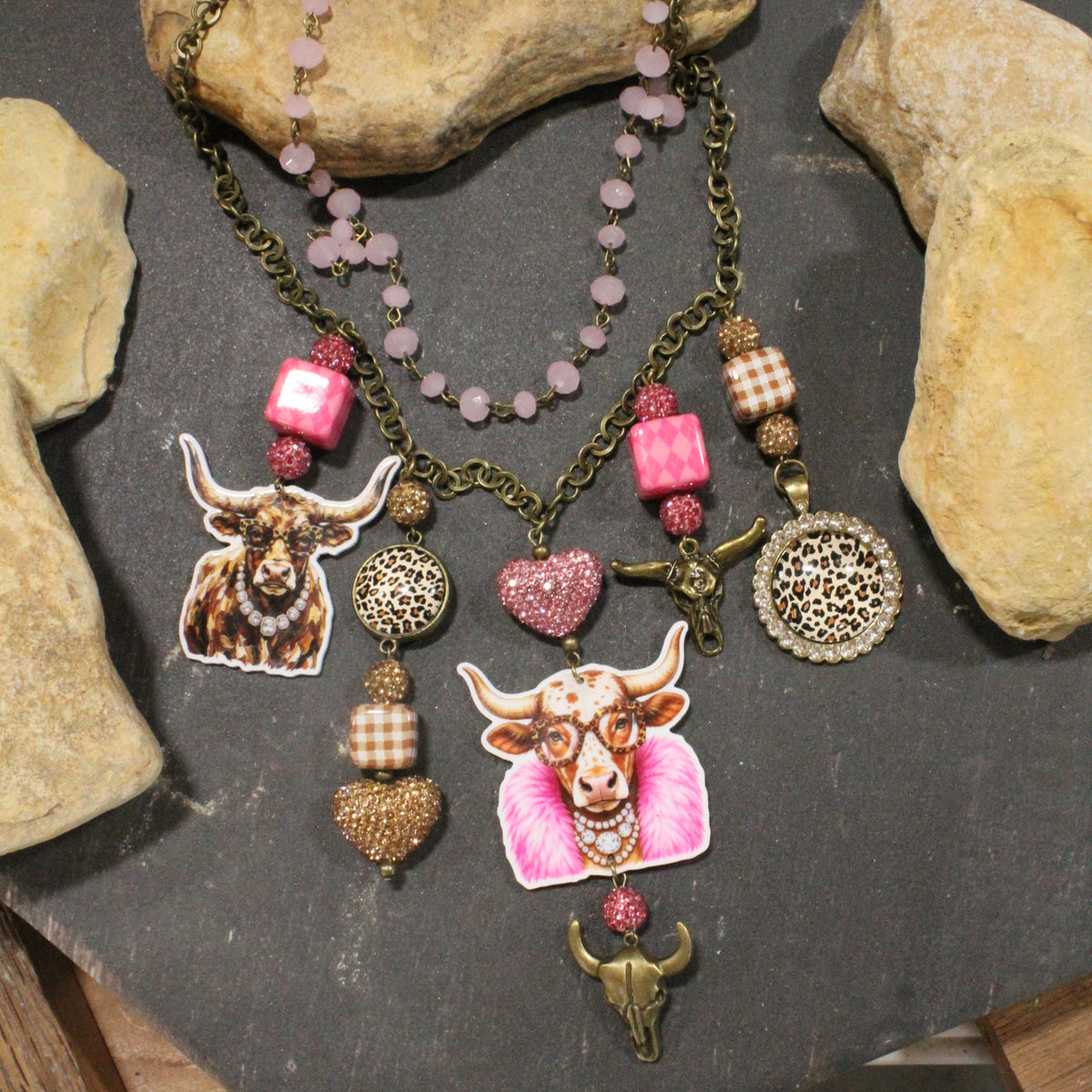 Crazy Long Horn Days Charm'd Necklace