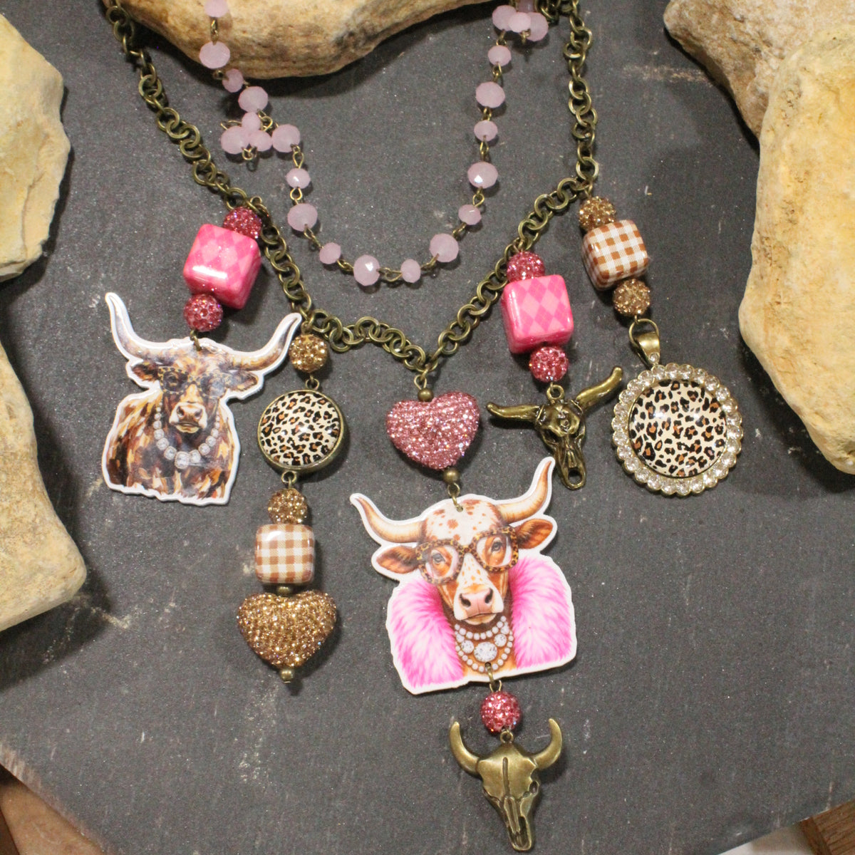 Crazy Long Horn Days Charm'd Necklace
