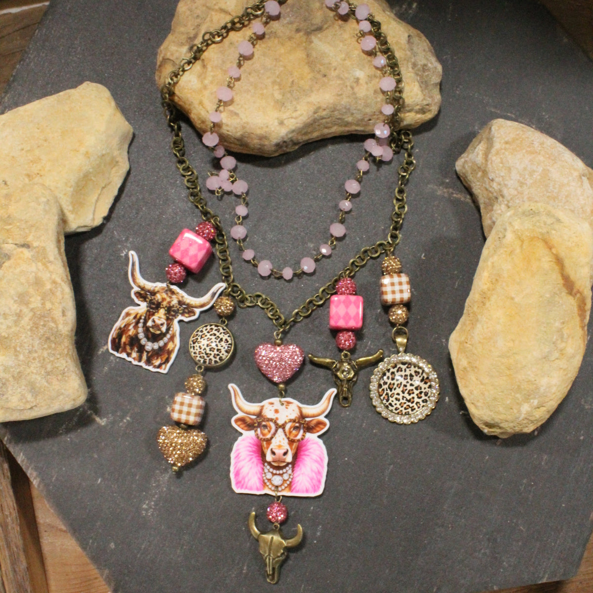 Crazy Long Horn Days Charm'd Necklace