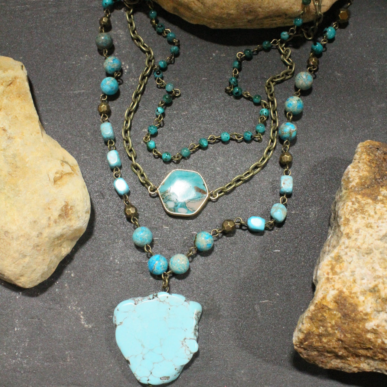 Bohemian Layered Turquoise Necklace