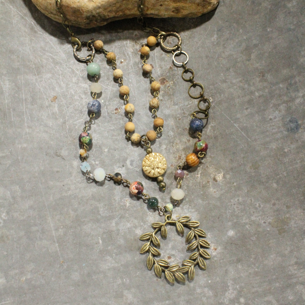 All Branched Out Stone & Czech Glass Layered Necklace