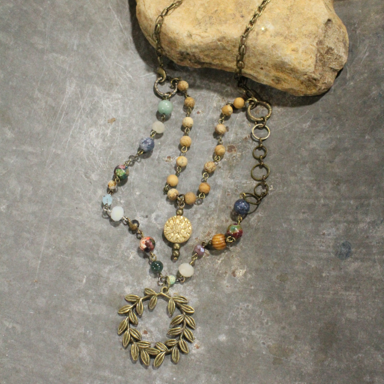 All Branched Out Stone & Czech Glass Layered Necklace