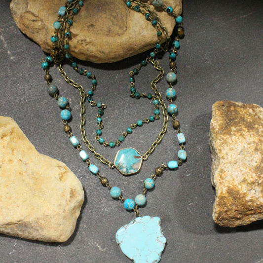 Bohemian Layered Turquoise Necklace