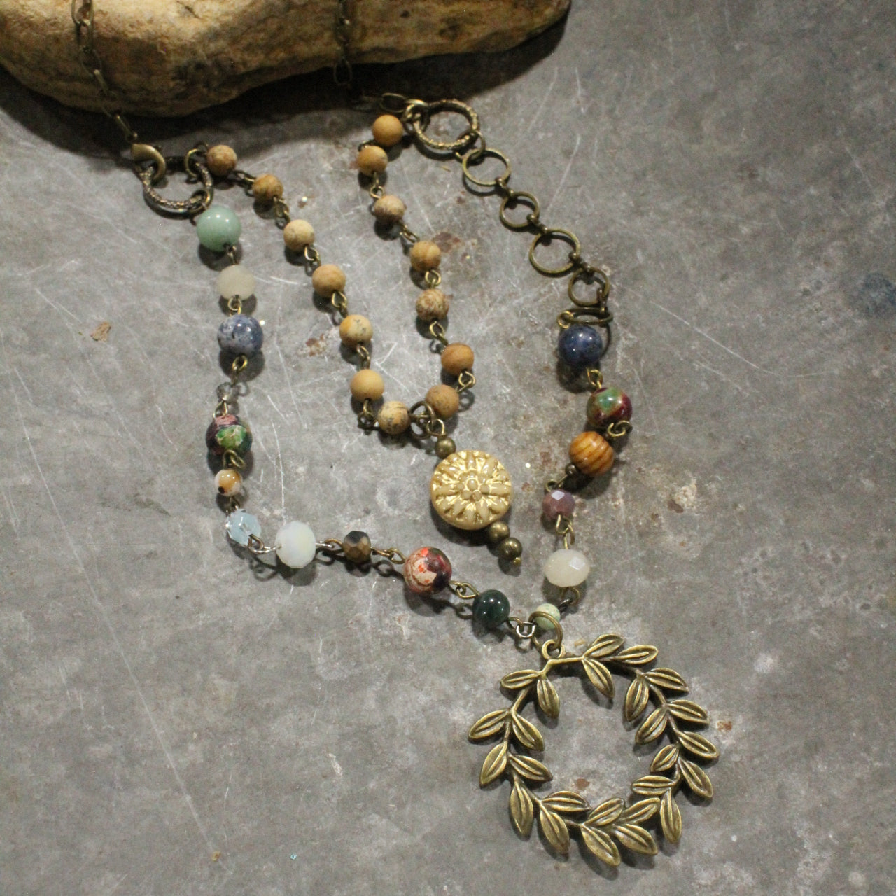 All Branched Out Stone & Czech Glass Layered Necklace