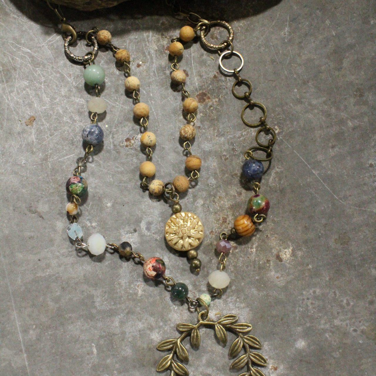 All Branched Out Stone & Czech Glass Layered Necklace