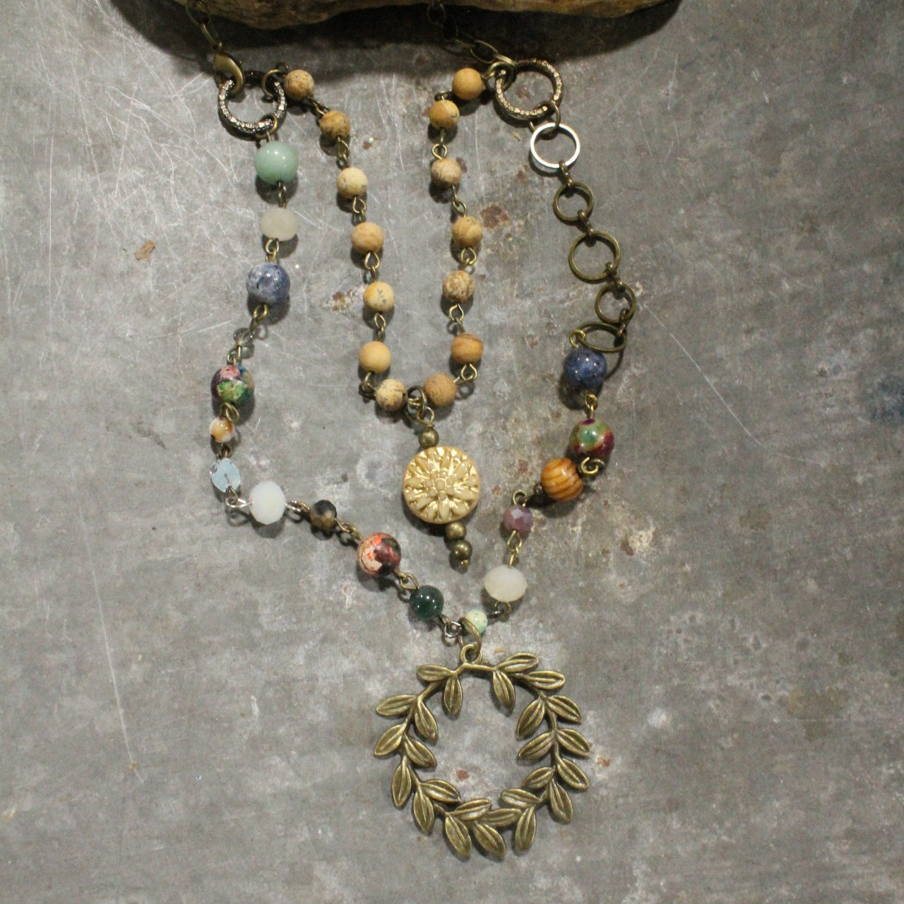 All Branched Out Stone & Czech Glass Layered Necklace