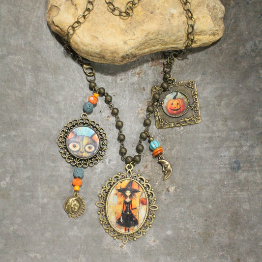 Whimsical Fun Halloween Layered Charming Necklace