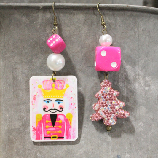 A Pink Christmas Dangle Earrings