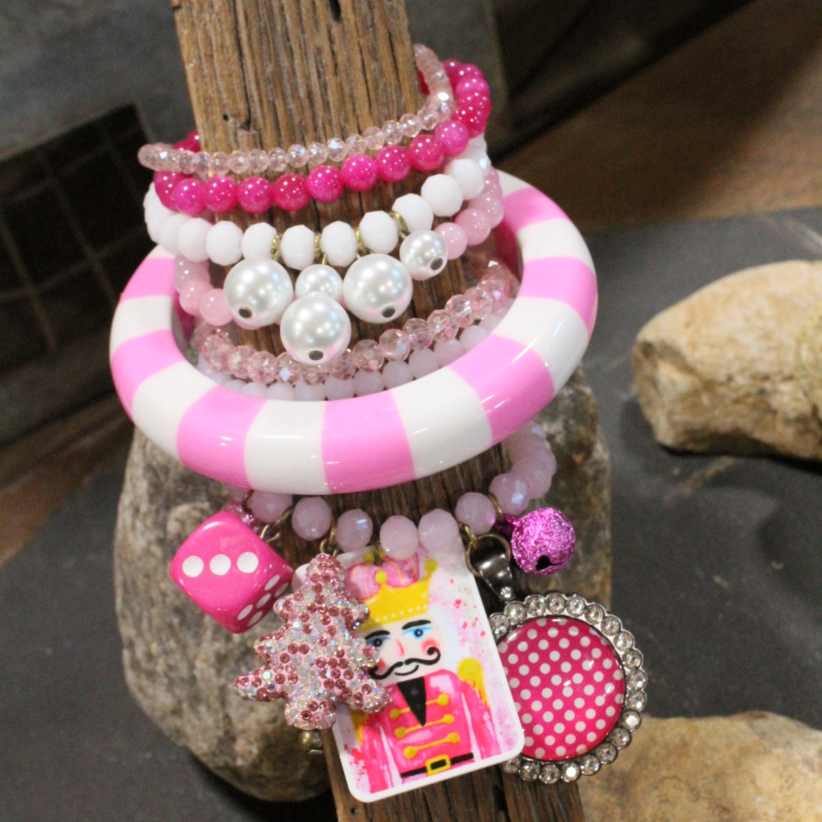 A Pink Christmas Charm'd Bracelet Set