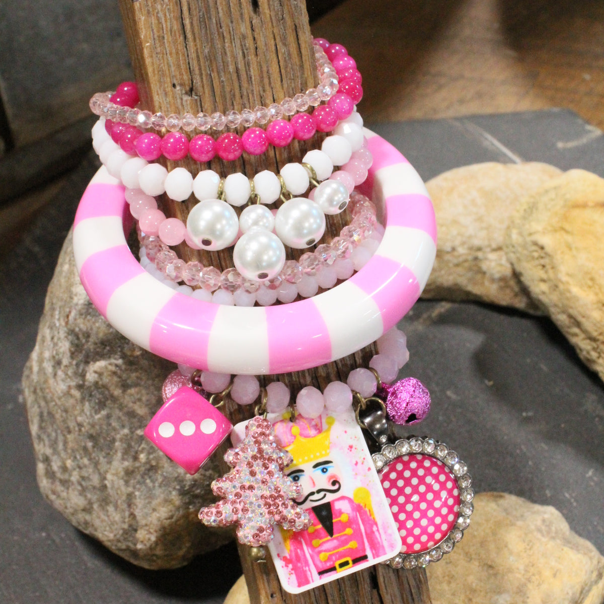 A Pink Christmas Charm'd Bracelet Set