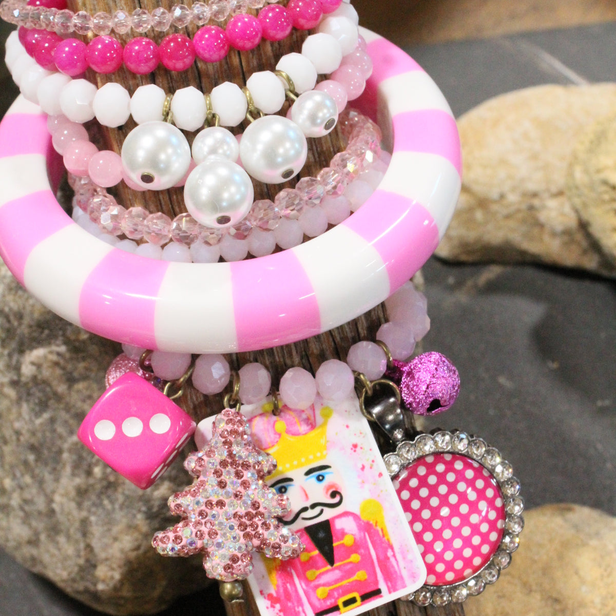 A Pink Christmas Charm'd Bracelet Set