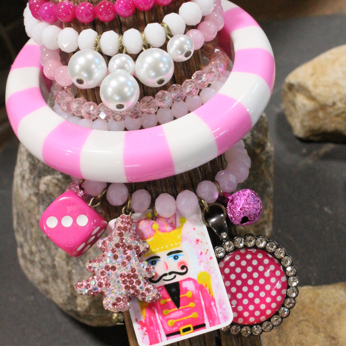 A Pink Christmas Charm'd Bracelet Set