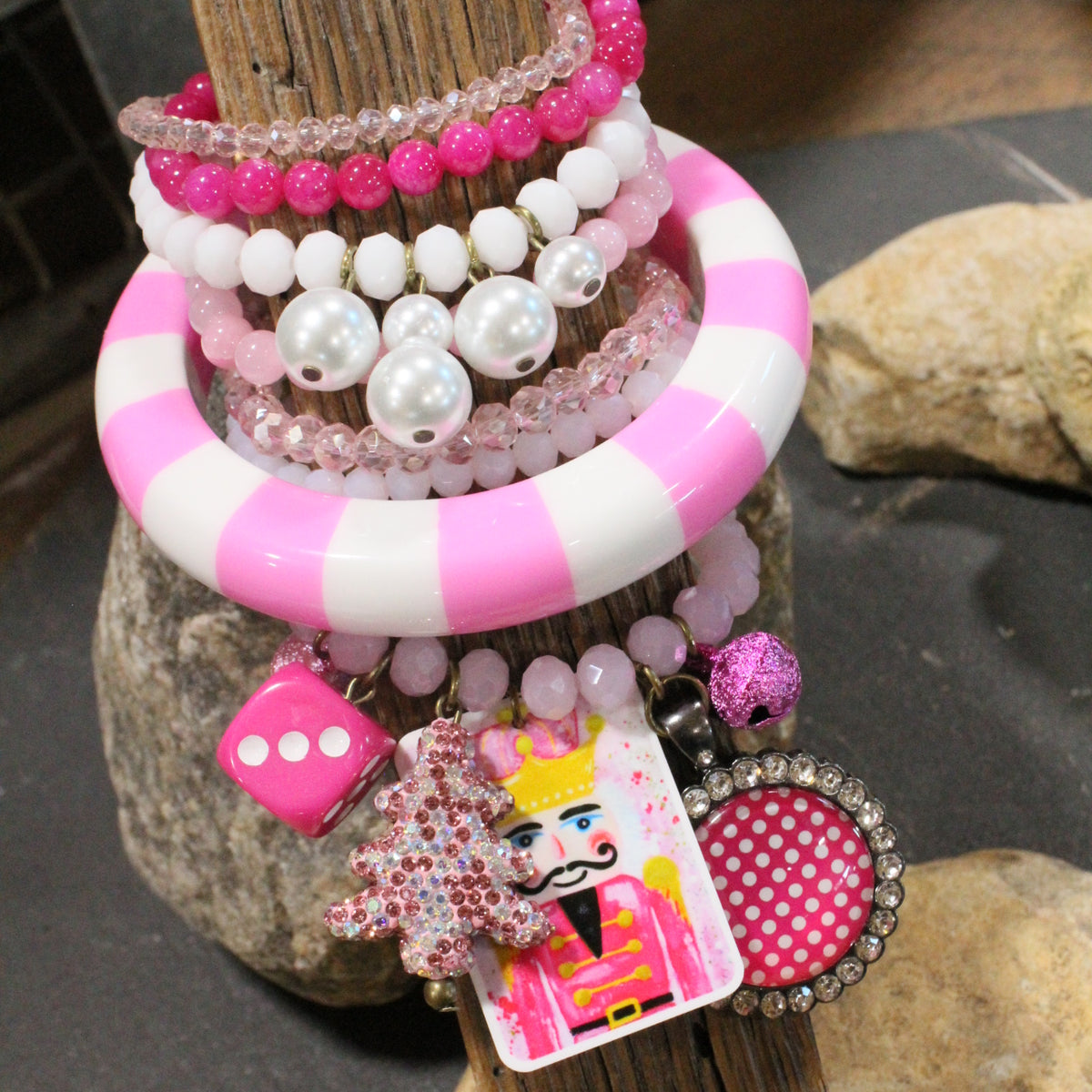 A Pink Christmas Charm'd Bracelet Set