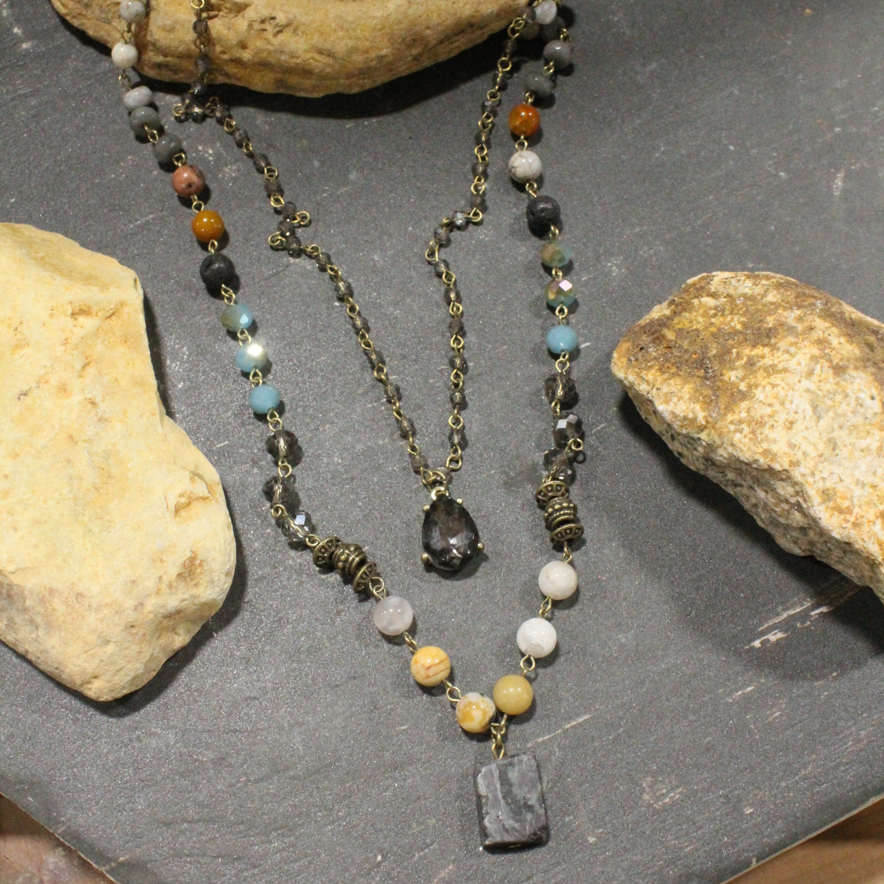 Passionate About Boho Smoky Layered Necklace