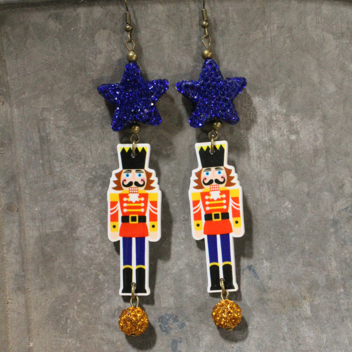 A Nutty Blue Christmas Dangle Earrings
