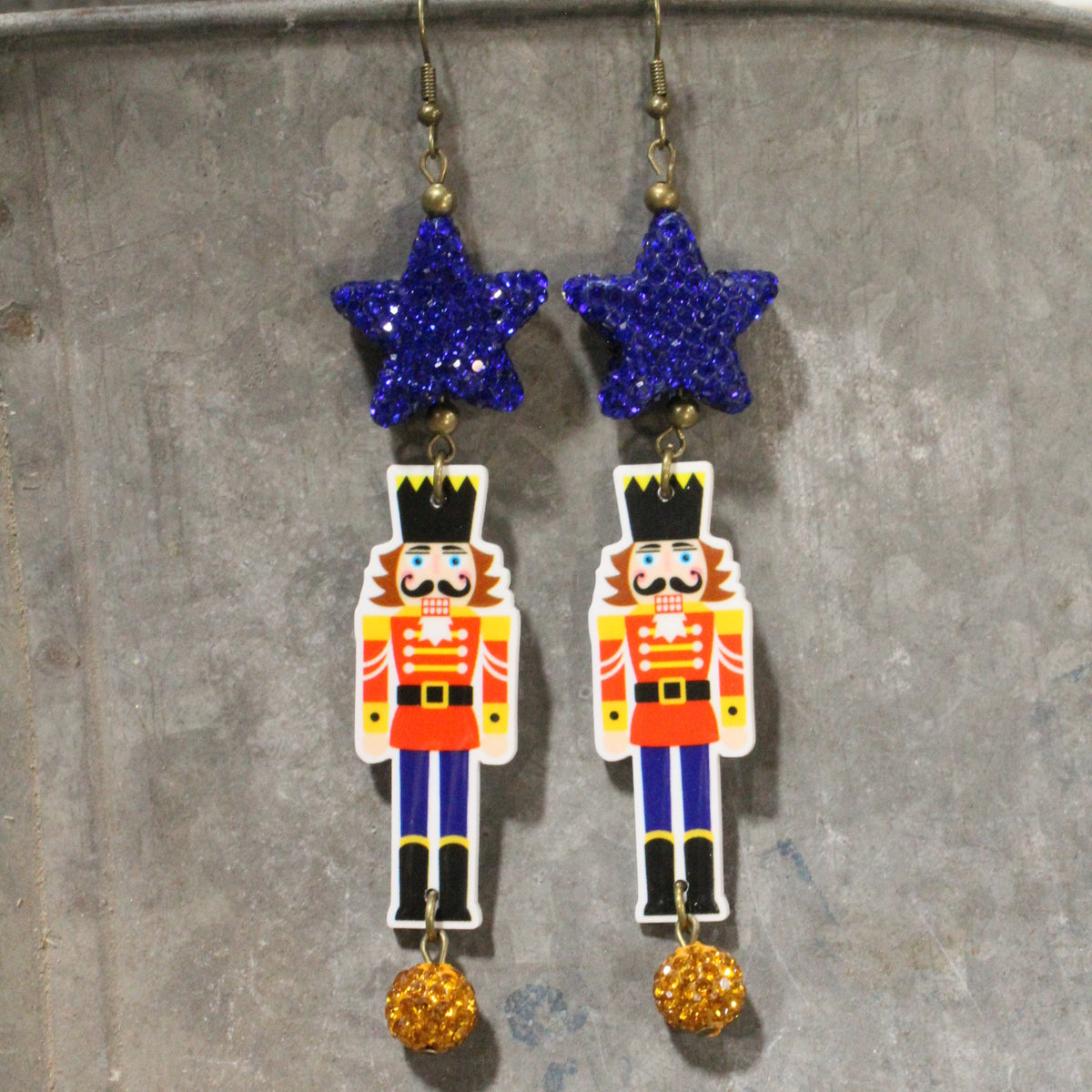 A Nutty Blue Christmas Dangle Earrings