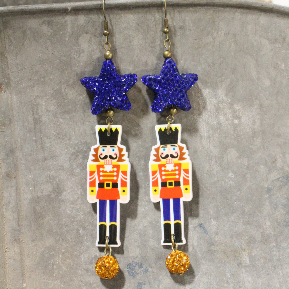 A Nutty Blue Christmas Dangle Earrings