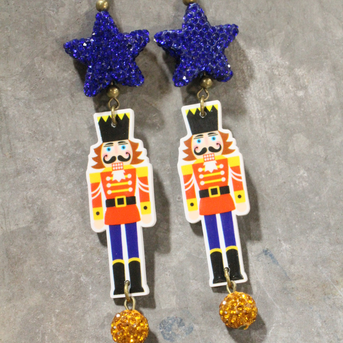 A Nutty Blue Christmas Dangle Earrings