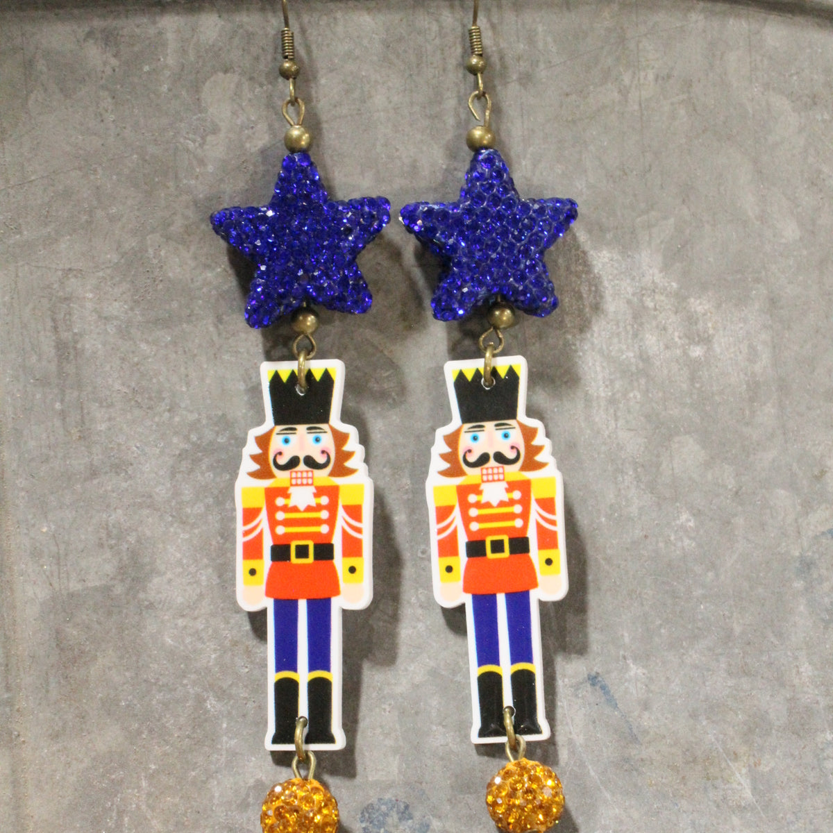 A Nutty Blue Christmas Dangle Earrings
