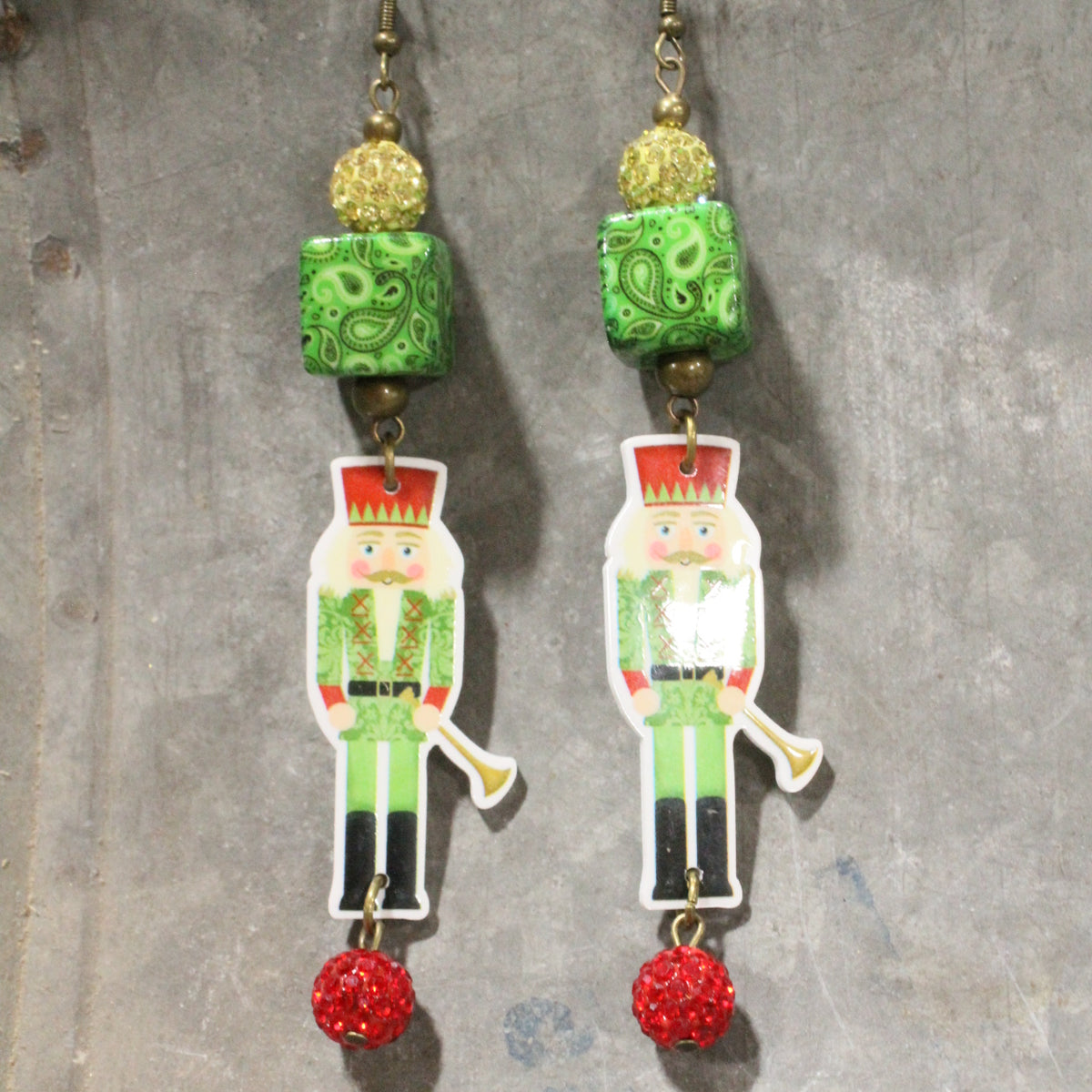 A Nutty Green Christmas Dangle Earrings