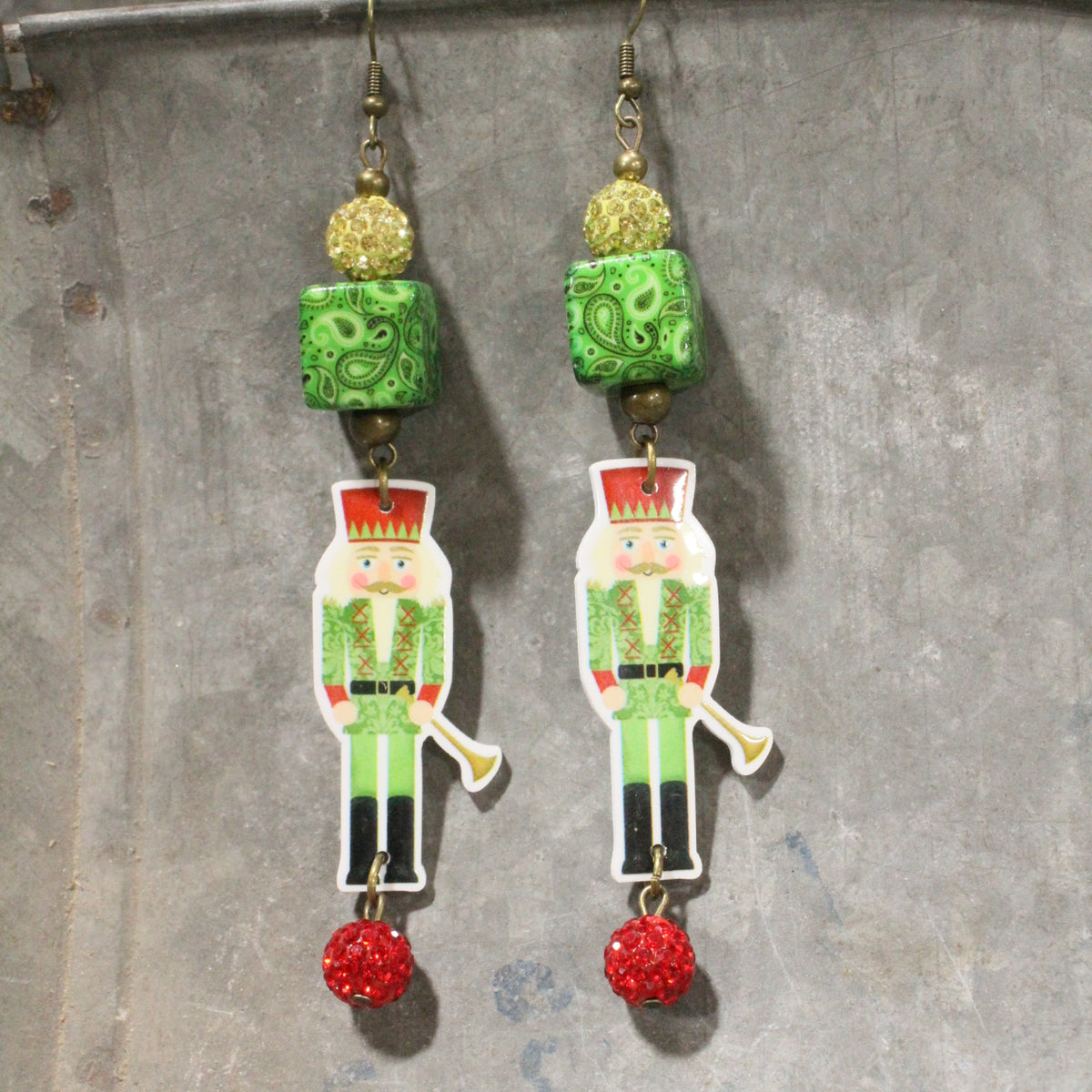 A Nutty Green Christmas Dangle Earrings