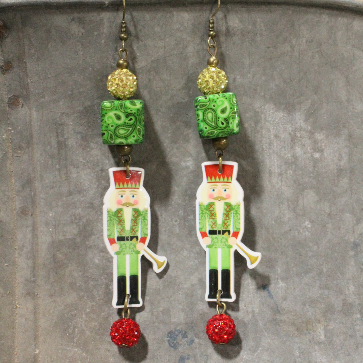 A Nutty Green Christmas Dangle Earrings