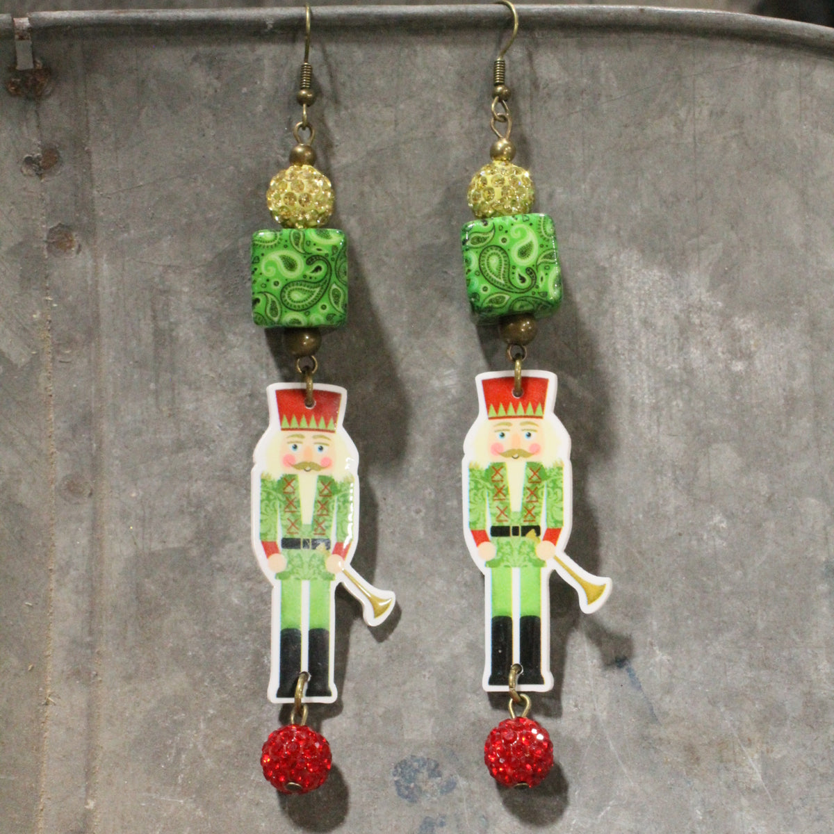 A Nutty Green Christmas Dangle Earrings