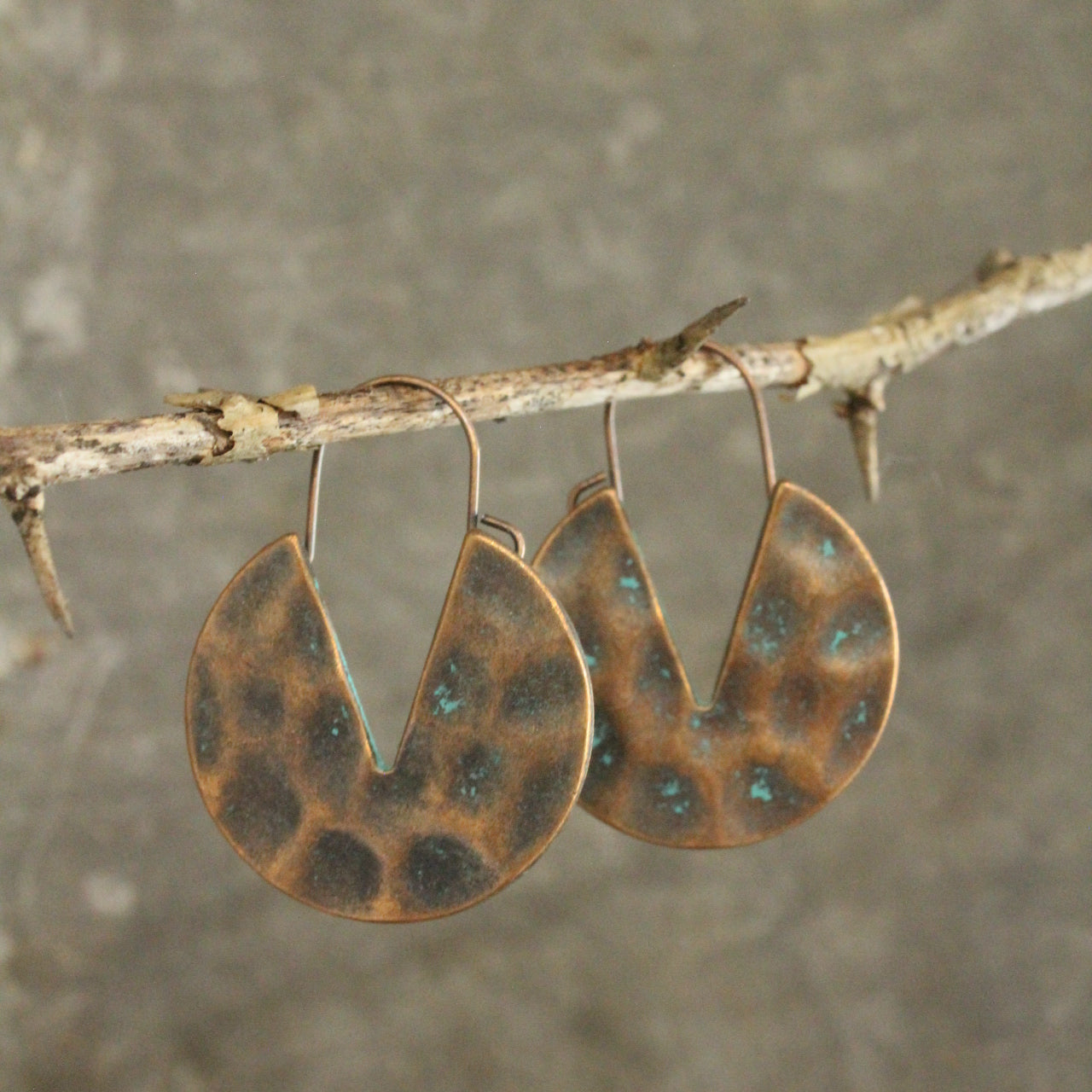 Verdigris Gypsy Disc Copper Dangle Earrings