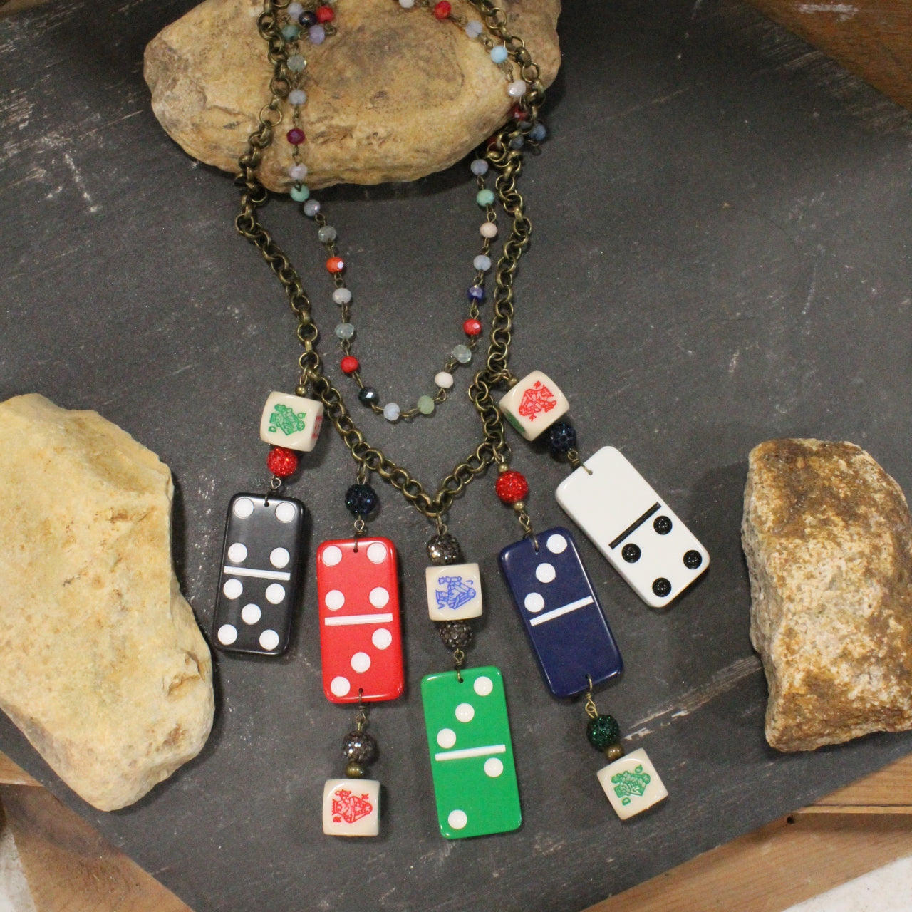 Dominoes and Jokers Charm’d Necklace