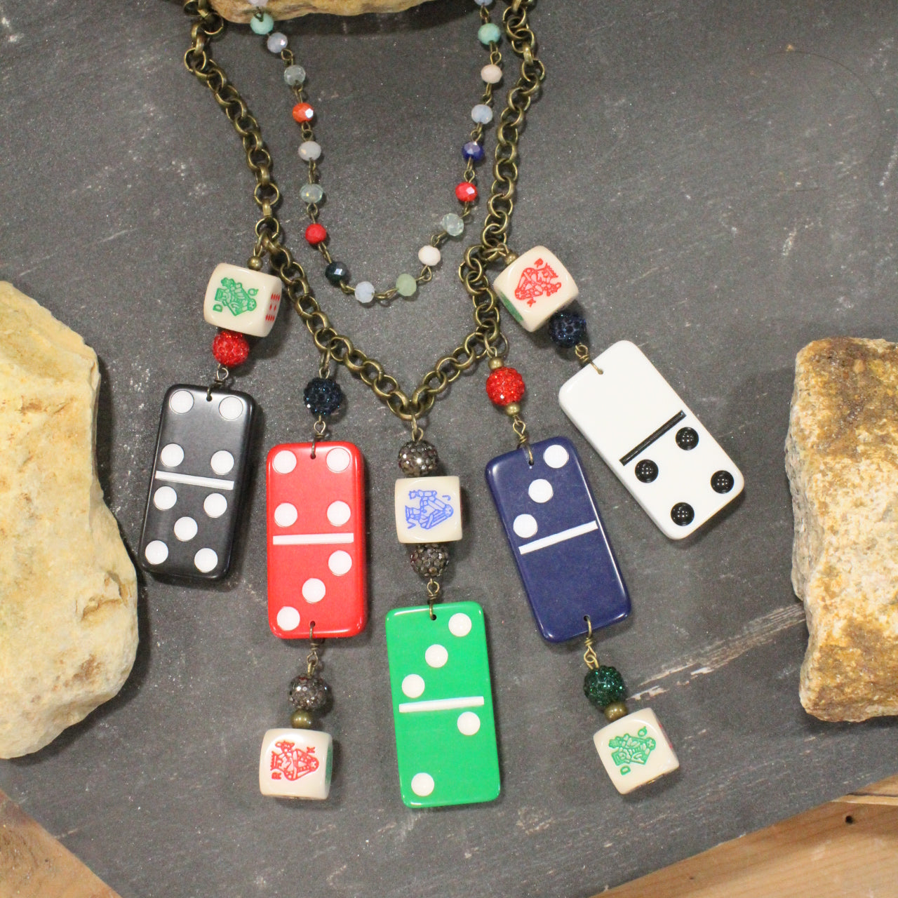 Dominoes and Jokers Charm’d Necklace
