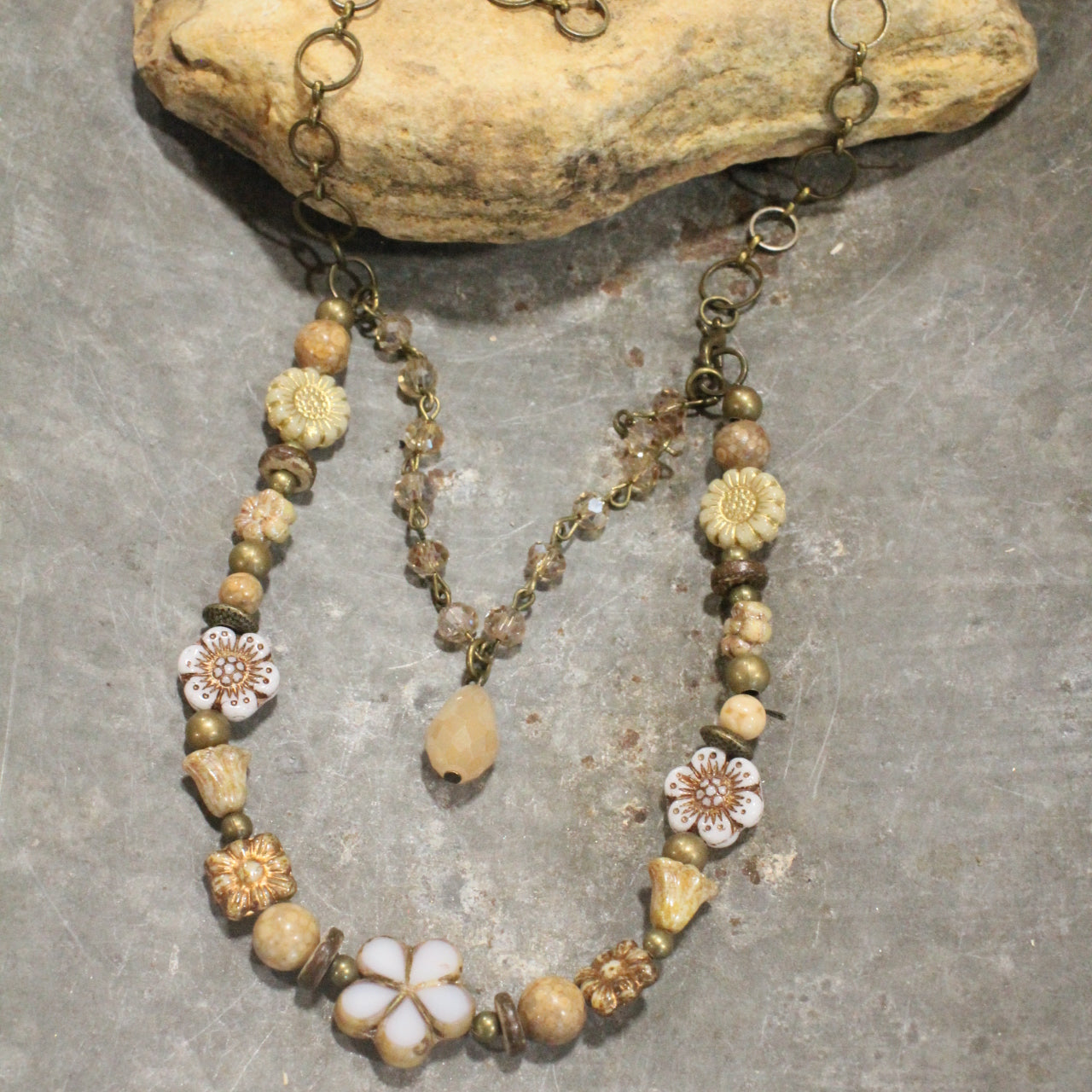 CZECH Me Out Elite Beige & Natural Layered Necklace