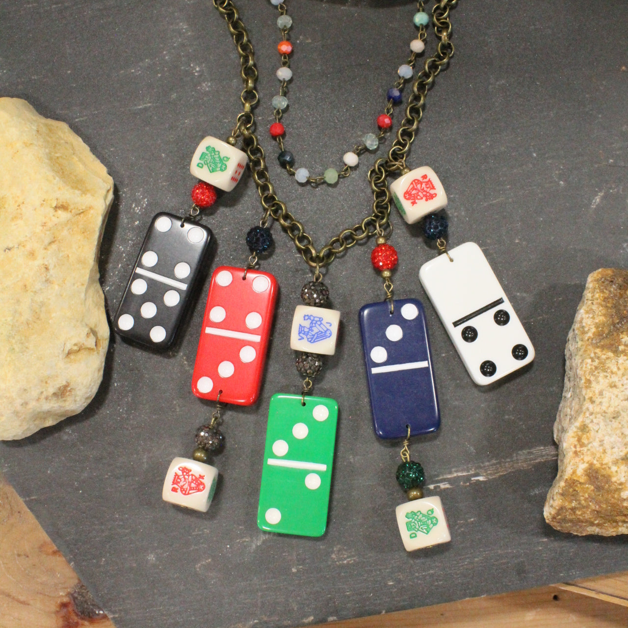 Dominoes and Jokers Charm’d Necklace