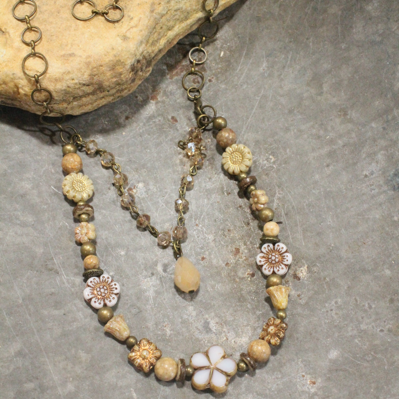 CZECH Me Out Elite Beige & Natural Layered Necklace