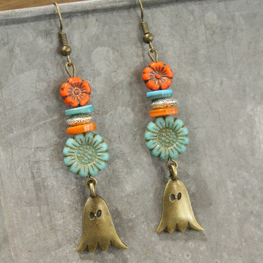 Ghostly Flower Power Drop Earrings