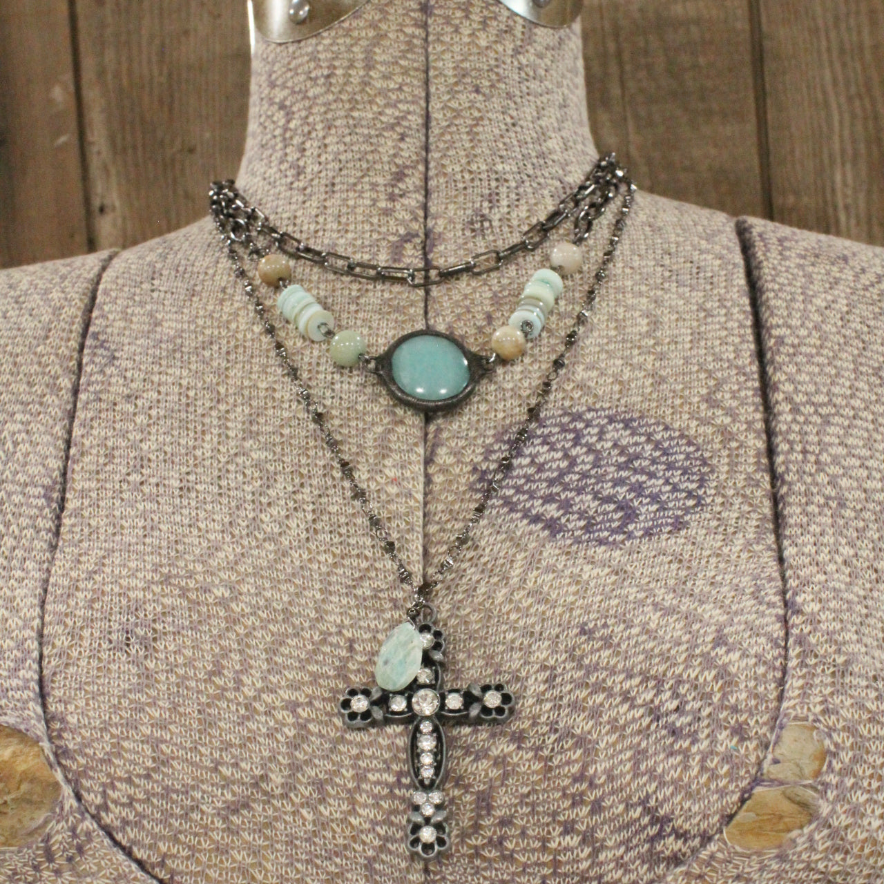 Faith Over Fear Cross Layered Necklace