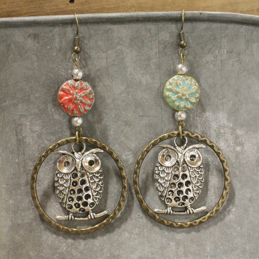 Out On A Limb Owl Dangle Drop Earrings