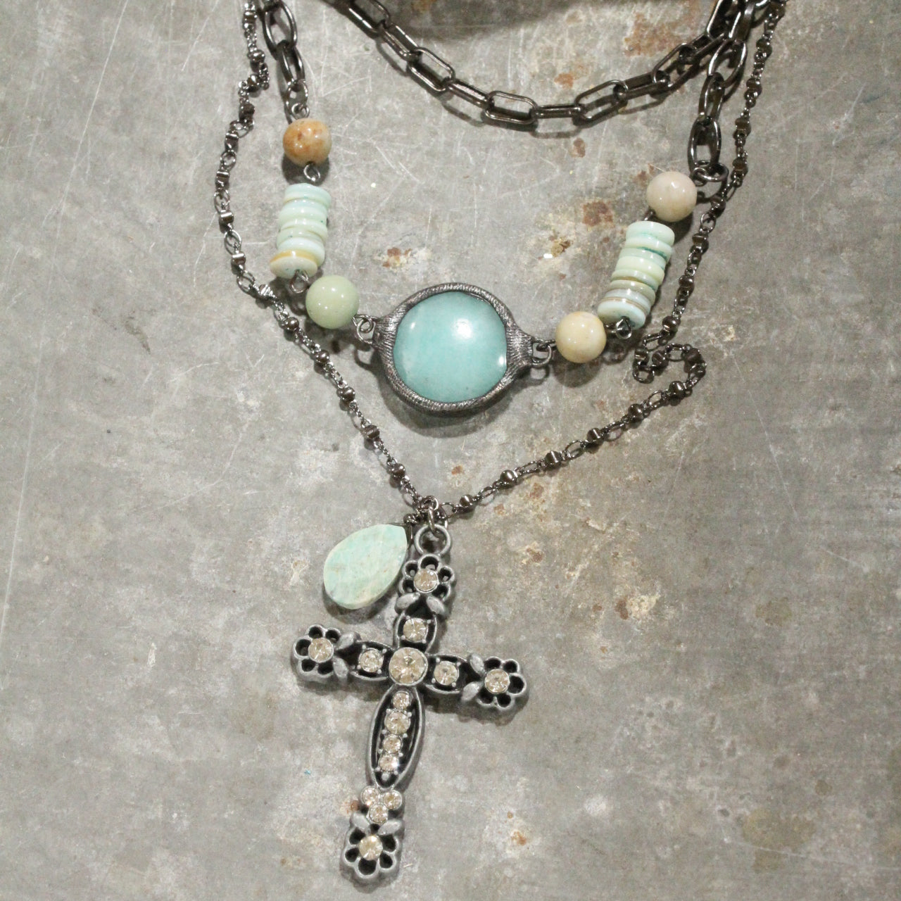 Faith Over Fear Cross Layered Necklace