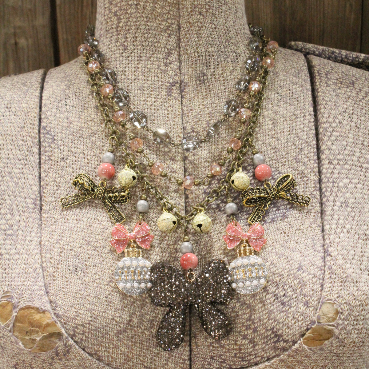 Rich In Pink Classic Christmas Charm'd Necklace