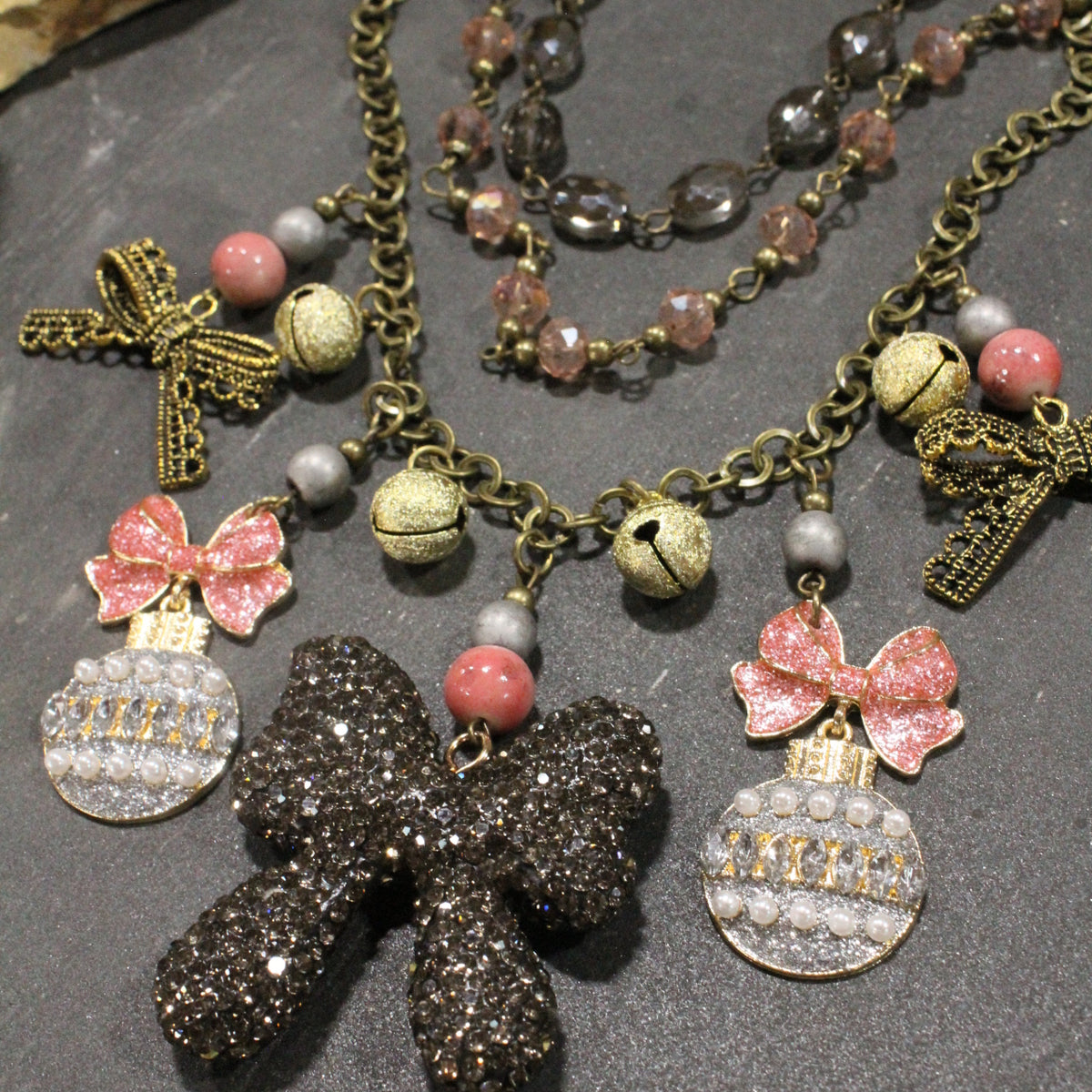 Rich In Pink Classic Christmas Charm'd Necklace