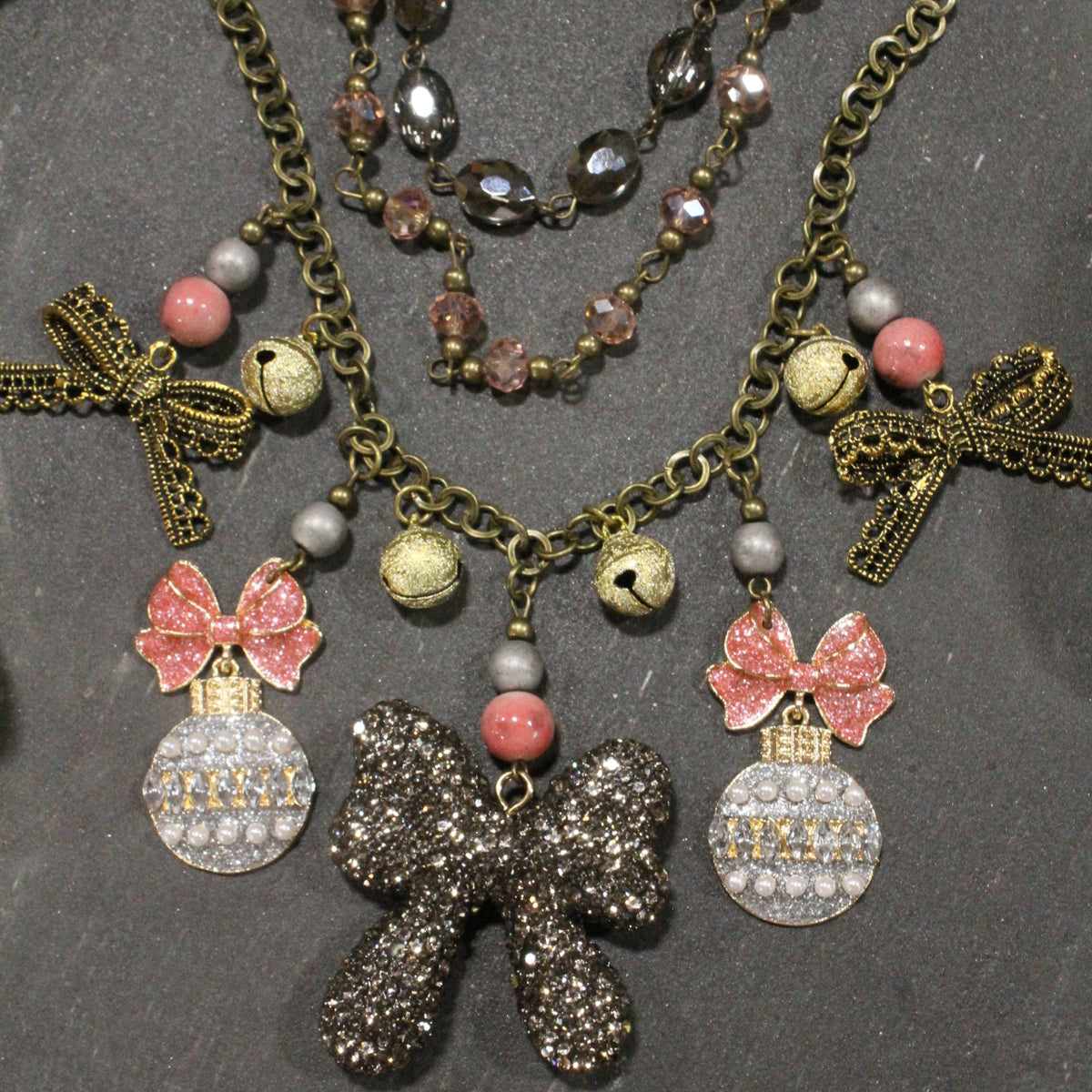 Rich In Pink Classic Christmas Charm'd Necklace