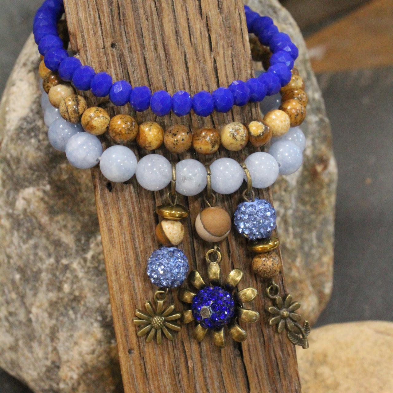 Periwinkle Flower Bracelet Set