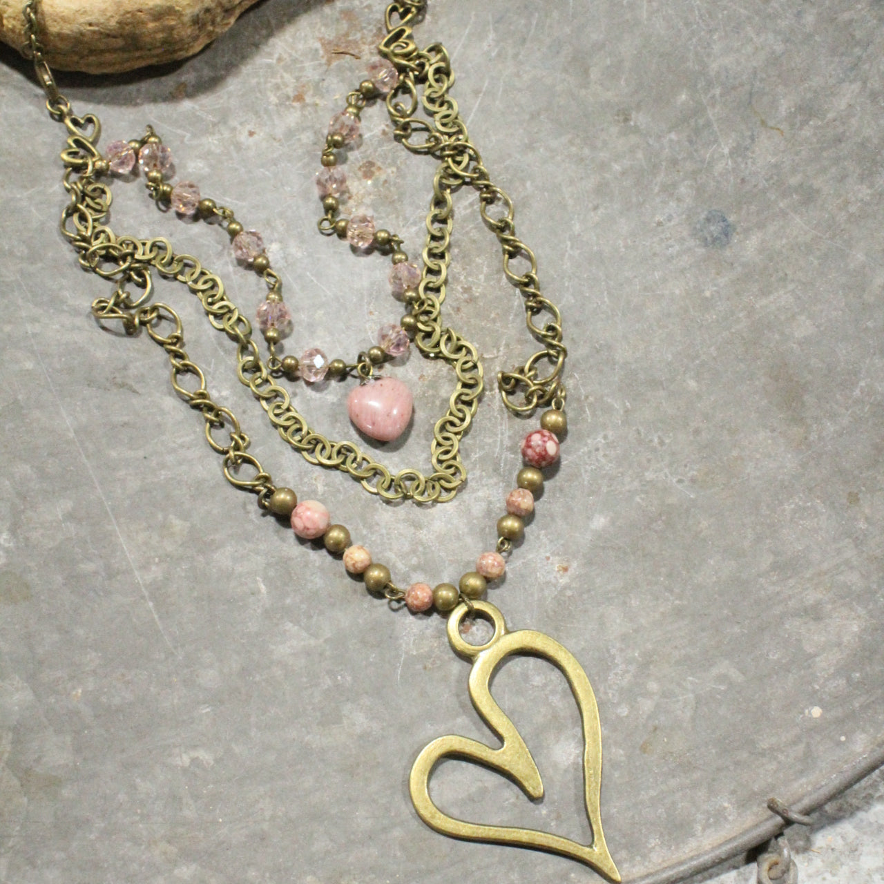 Layers Of Love Big Heart Blush Necklace